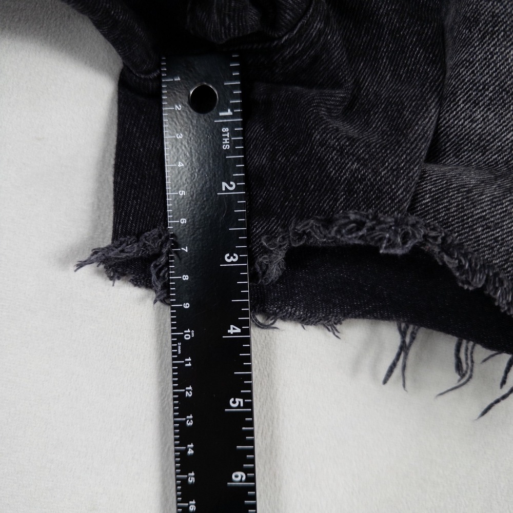 Abercrombie & Fitch Womens Mid Rise Boyfriend Shorts 28 6 Black Denim Cut Offs - Picture 7 of 10